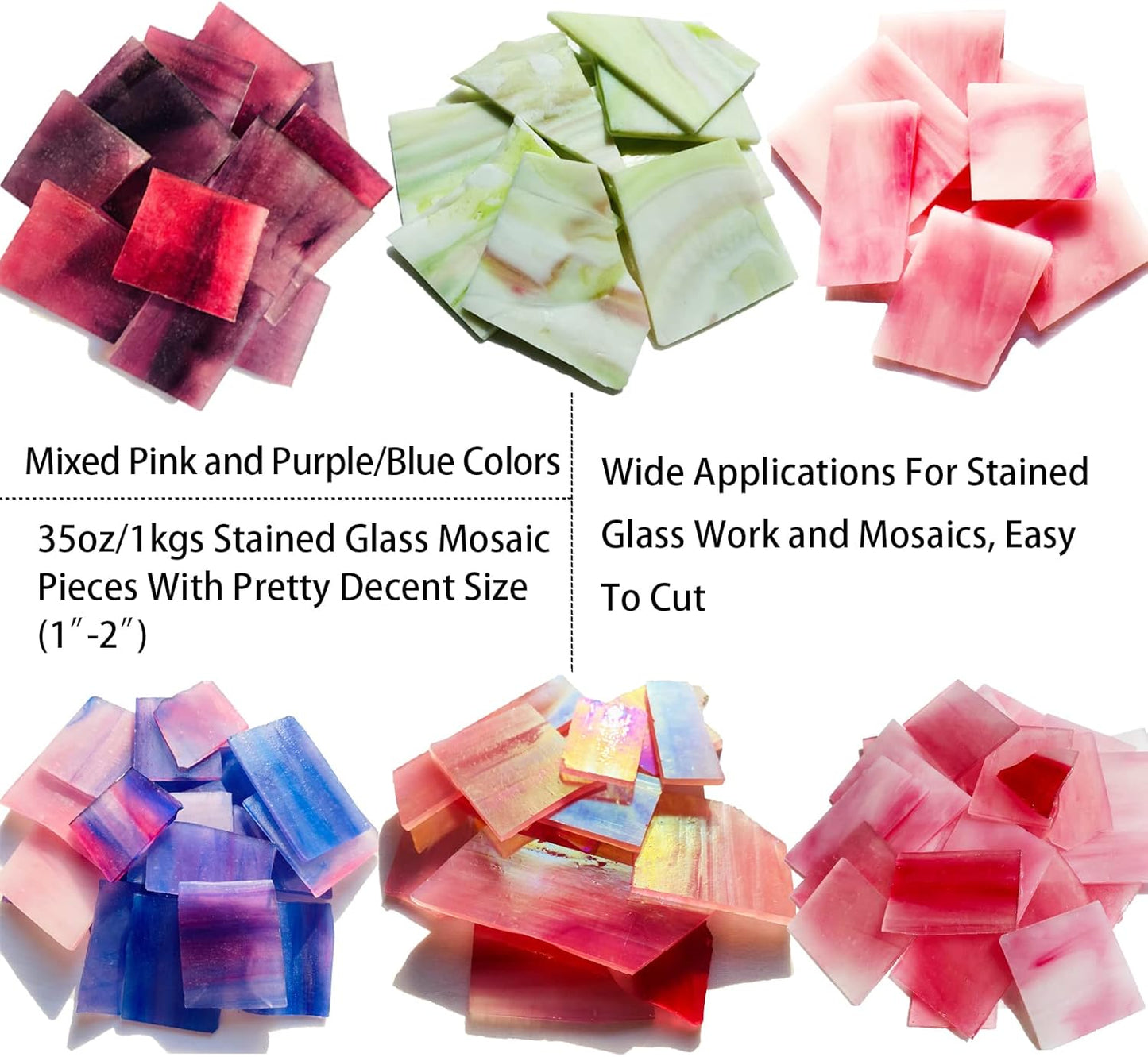 Stained Glass Scraps Sheets, Mosaic Tiles for Crafts, Glass Mosaic Pieces Supplies Kit, Mixed Red Orange Yellow Colors and Shapes, 35oz Value Pack