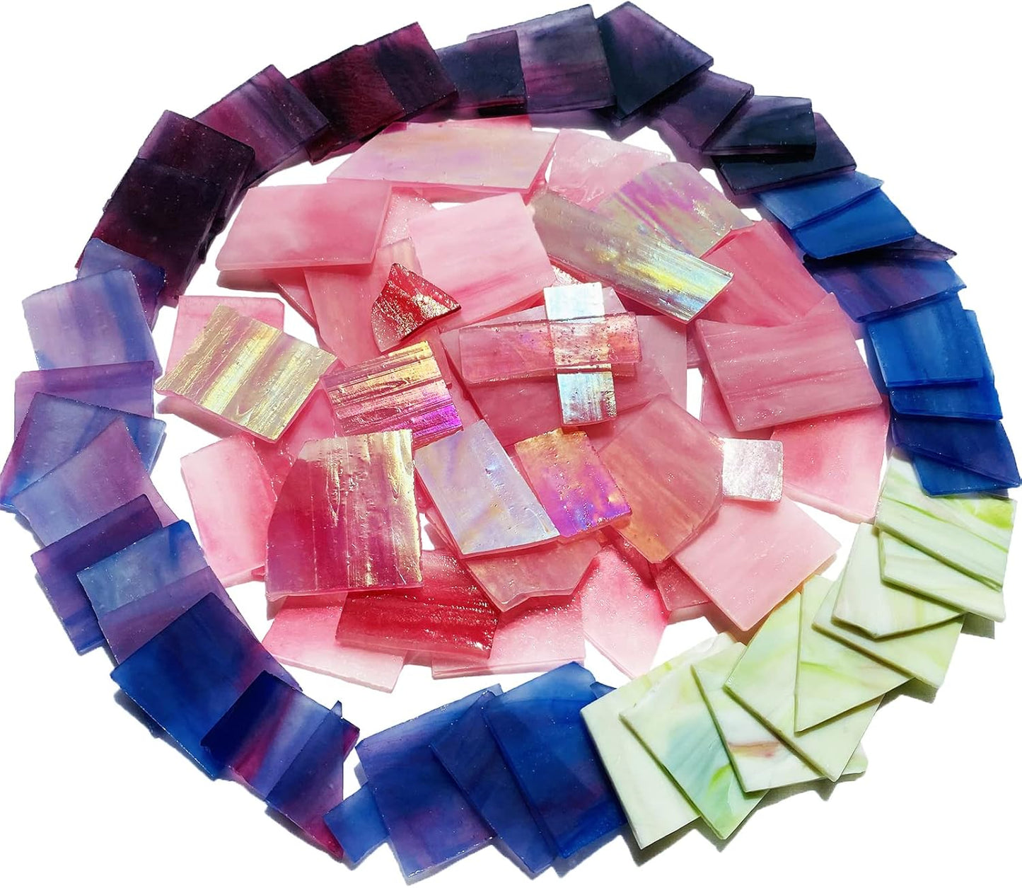 Stained Glass Scraps Sheets, Mosaic Tiles for Crafts, Glass Mosaic Pieces Supplies Kit, Mixed Red Orange Yellow Colors and Shapes, 35oz Value Pack