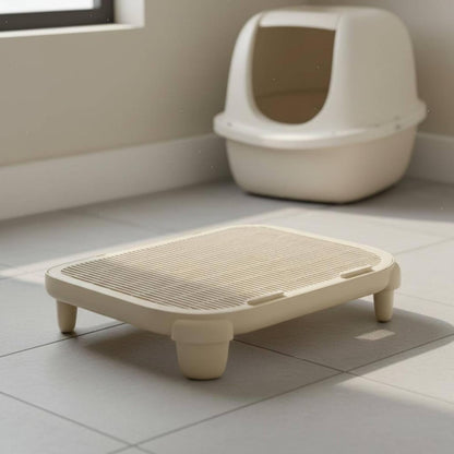 Cat Litter Tray Cat Litter Mat Pedal Litter Catcher With Deep Collection Tray Polypropylene Anti Tracking Design Suitable for multi cat homes apartments pet care rooms, Yellow, High Leg