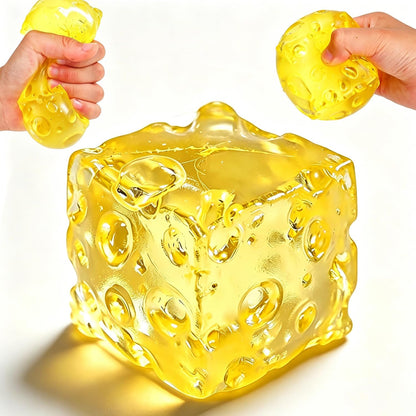 Yellow Cheese Squishy Toy for Adults & Kids, Slow Rising Sensory Sugar Squishy Stress Balls, Food-Themed Honey Cheese Cube Squishy Toys, Fidget Toy for Birthday, Office & Classroom
