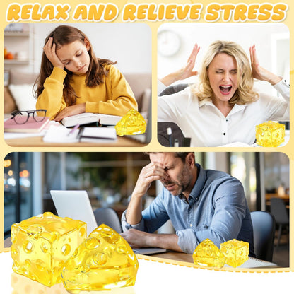 Yellow Cheese Squishy Toy for Adults & Kids, Slow Rising Sensory Sugar Squishy Stress Balls, Food-Themed Honey Cheese Cube Squishy Toys, Fidget Toy for Birthday, Office & Classroom