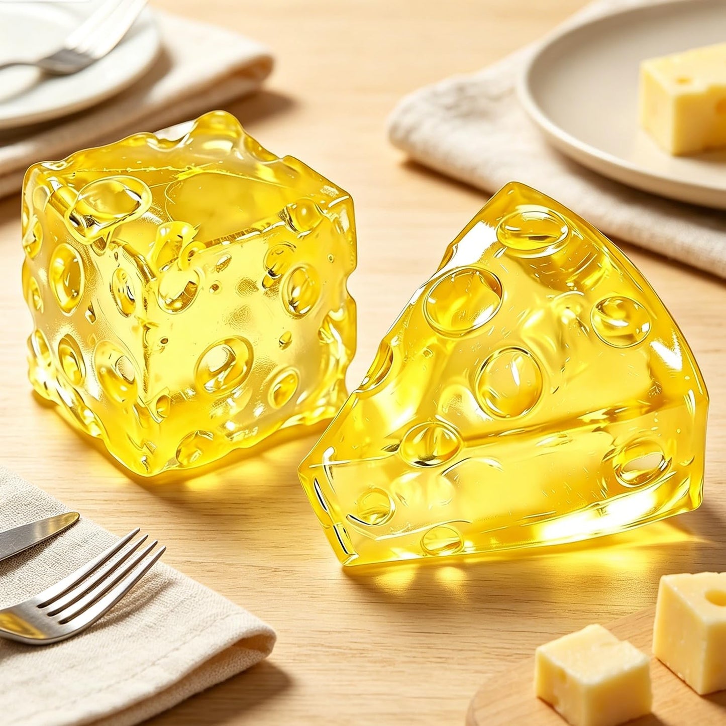 Yellow Cheese Squishy Toy for Adults & Kids, Slow Rising Sensory Sugar Squishy Stress Balls, Food-Themed Honey Cheese Cube Squishy Toys, Fidget Toy for Birthday, Office & Classroom