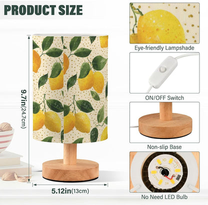 Bedside Table Lamp Lemon Yellow Citrus Fruits (22) Kids Nightstand Lamp Night Light Fabric Shade for Bedroom Living Room Home Office