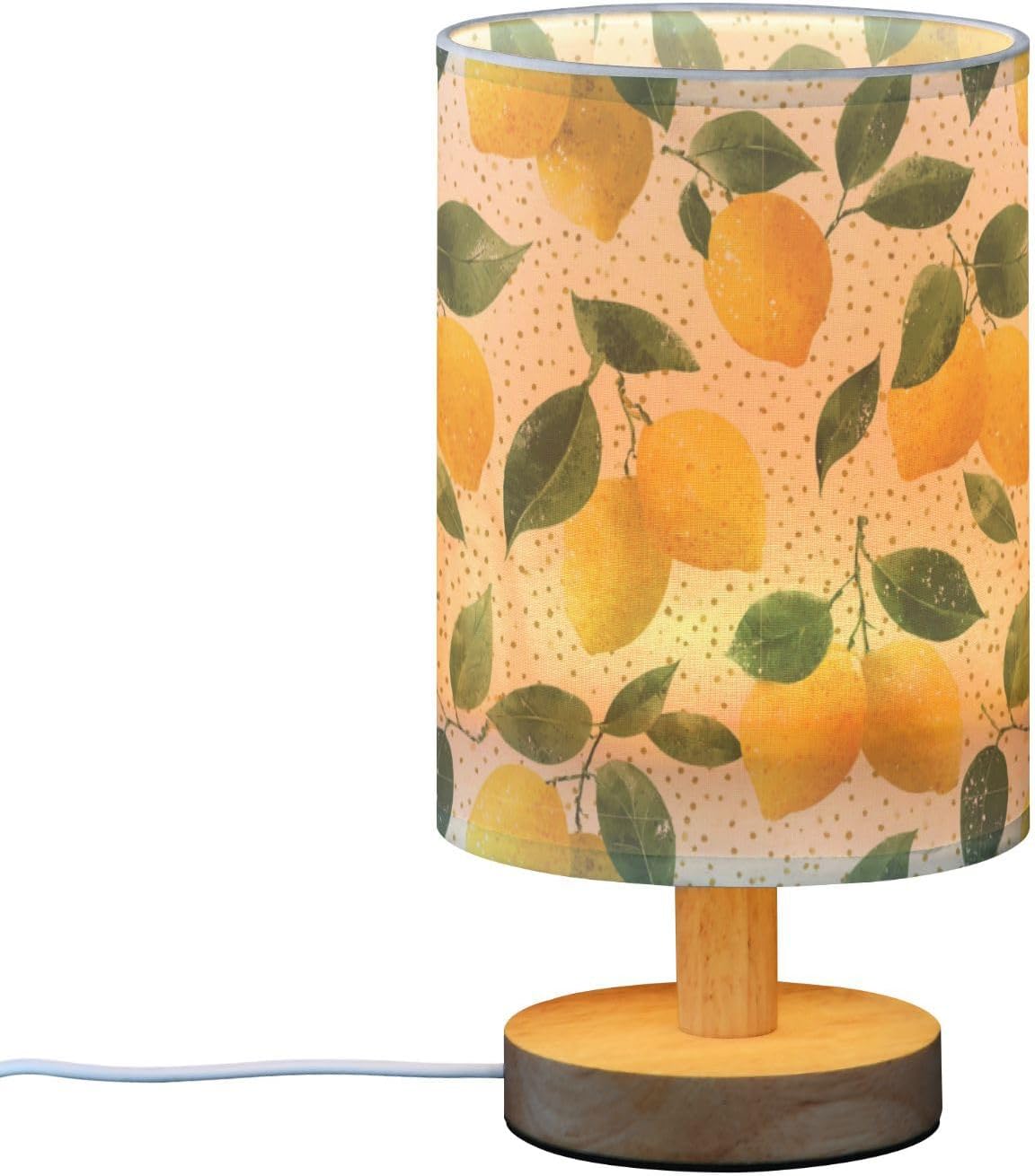 Bedside Table Lamp Lemon Yellow Citrus Fruits (22) Kids Nightstand Lamp Night Light Fabric Shade for Bedroom Living Room Home Office