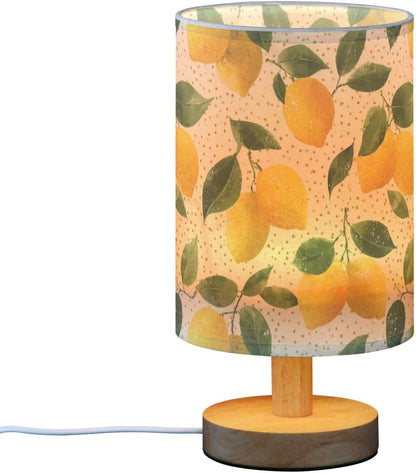 Bedside Table Lamp Lemon Yellow Citrus Fruits (22) Kids Nightstand Lamp Night Light Fabric Shade for Bedroom Living Room Home Office