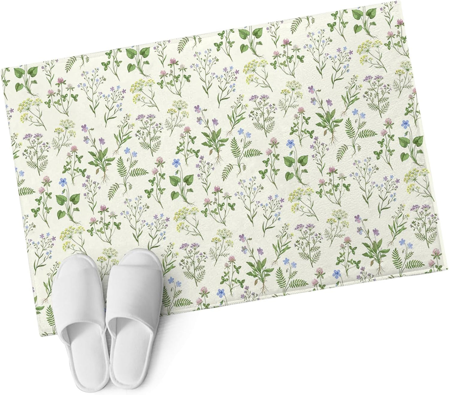 2x3ft Washable Area Rug,Fluffy Large Carpet Country Seamless Floral Leaves Soft Indoor Rugs Non-Slip Accent Floor Mat for Living Room Bedroom Office Decor,Summer Plant on Light Yellow