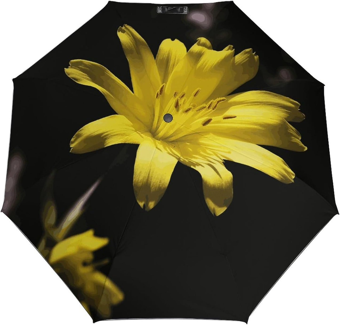 Flower with Yellow Umbrella Compact Umbrellas for Rain | Umbrella Compact Folding Travel Umbrella Light Portable for Women Men Automatic Umbrellas with Sleeve