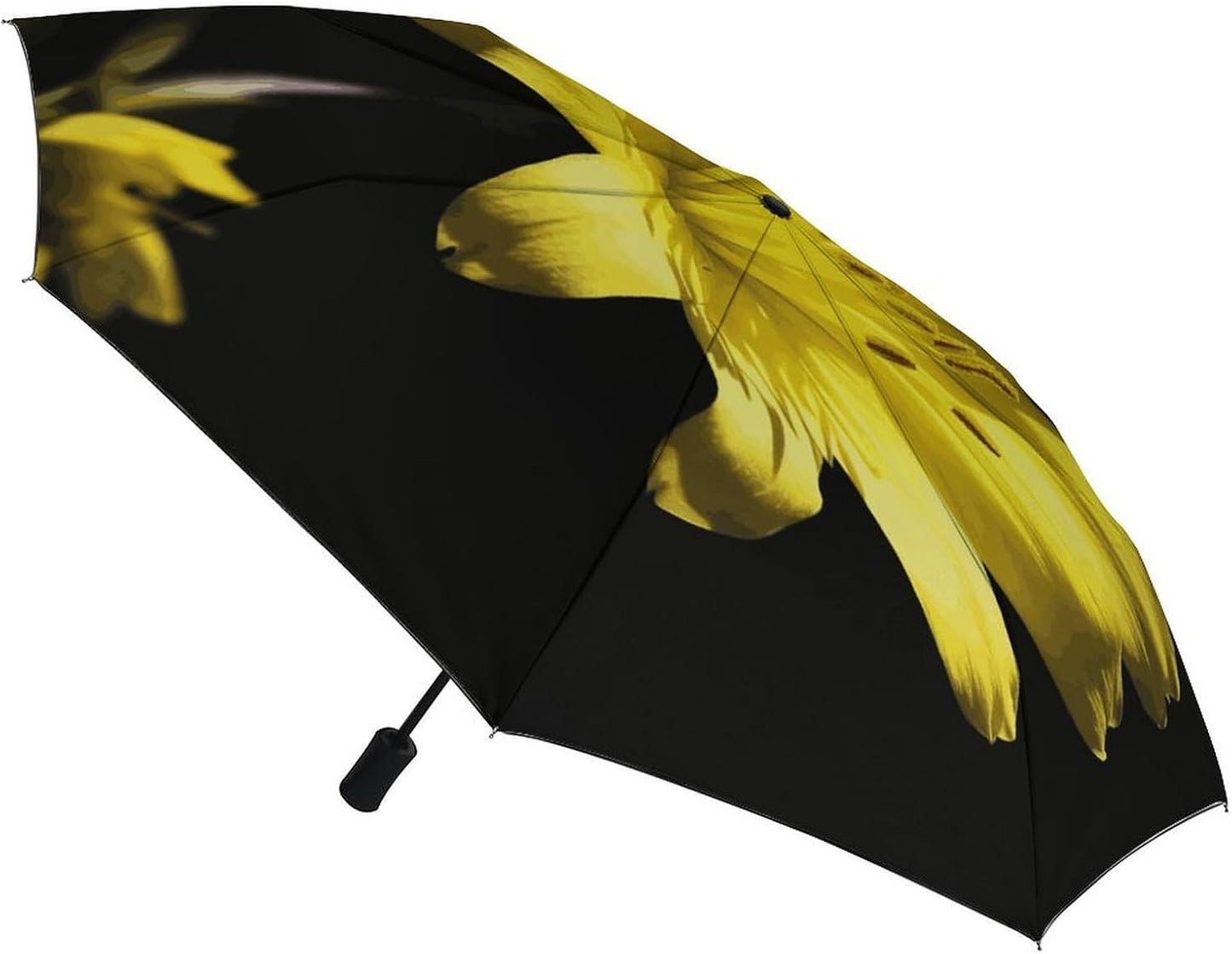 Flower with Yellow Umbrella Compact Umbrellas for Rain | Umbrella Compact Folding Travel Umbrella Light Portable for Women Men Automatic Umbrellas with Sleeve
