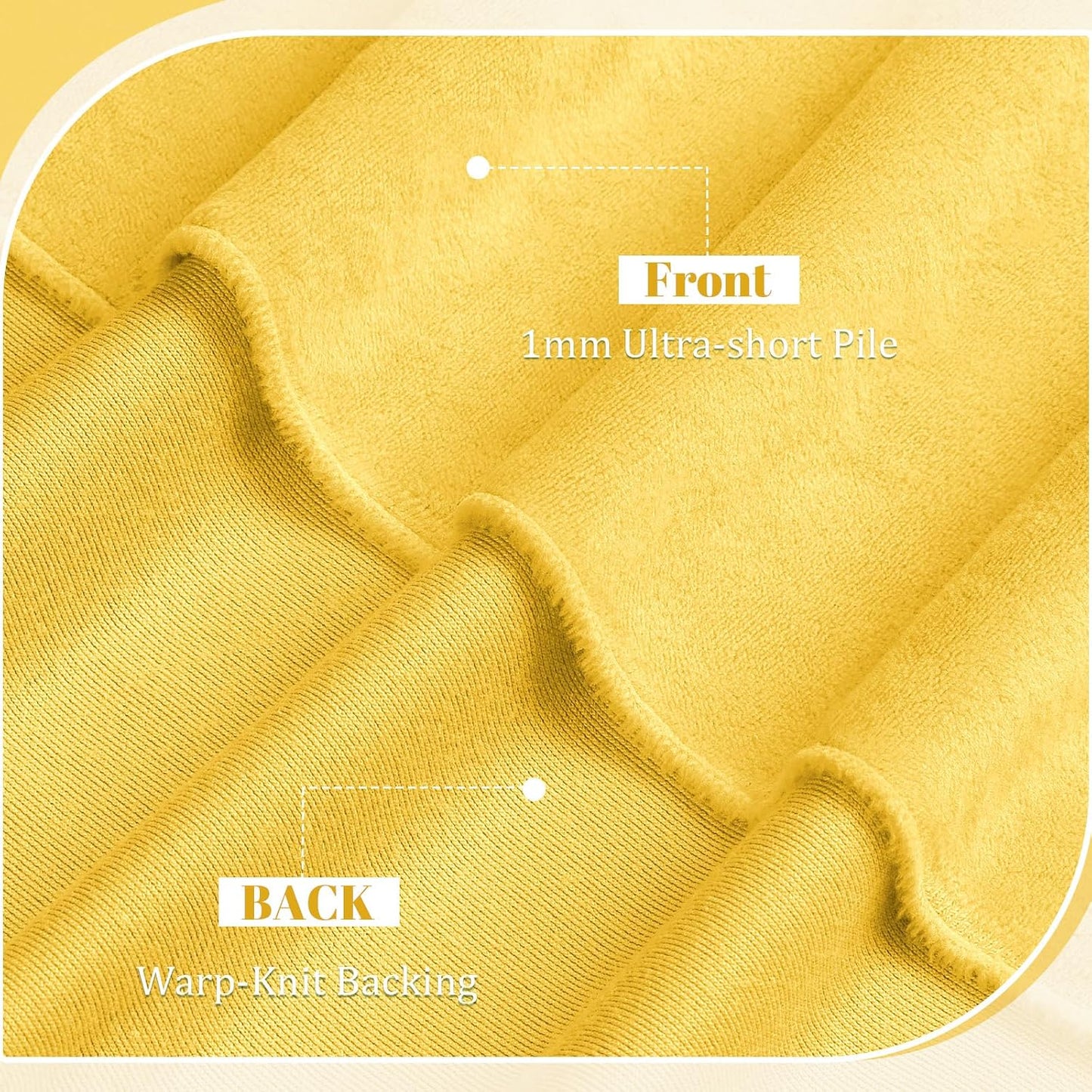 Minky Fabric by The Yard, 1.0mm Soft Fleece Fabric 60x36 Inch Yellow | Smooth Plush Fabric Ultra-Soft Cuddle Fabric for Blanket, Pillow Cover, Scarf, Mask, Pet Bed, Crafts, Sewing Projects