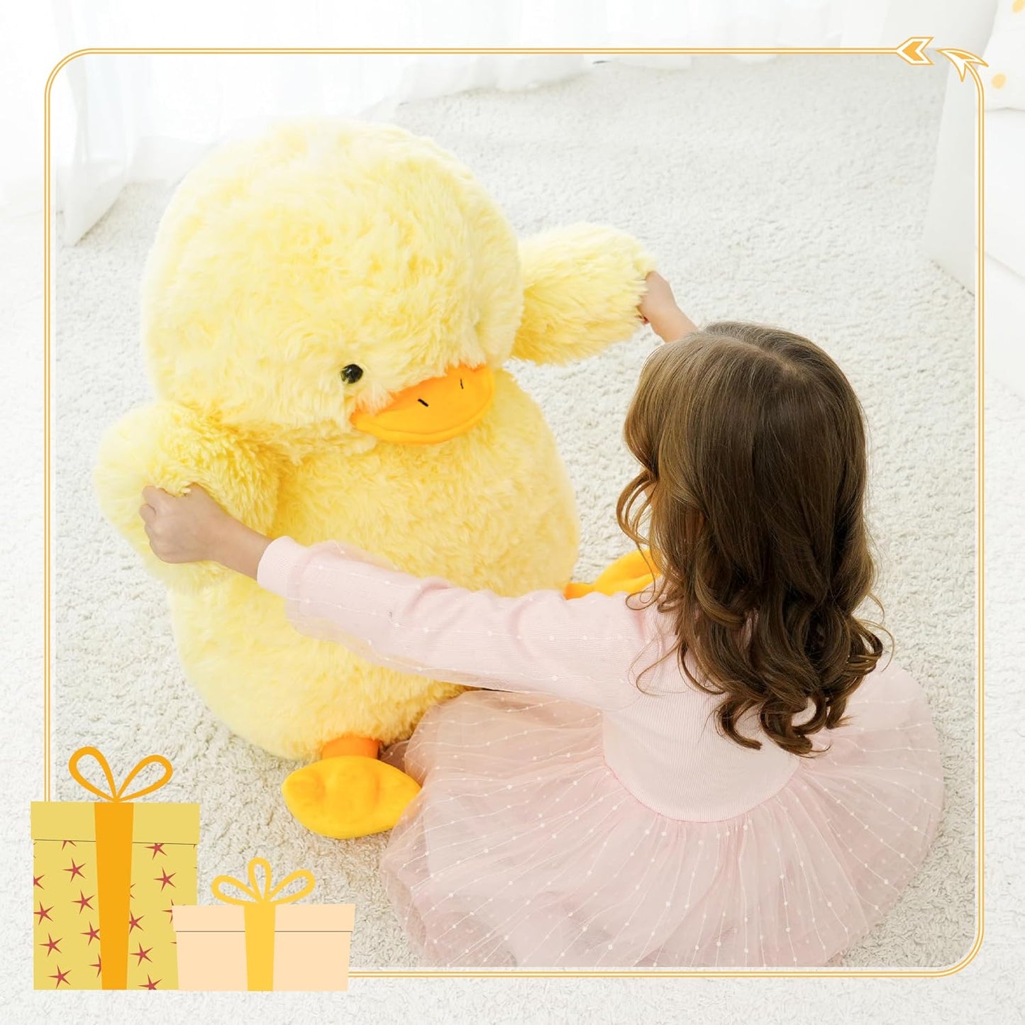 Large Stuffed Duck Plushies, Giant Duck Stuffed Animals for Kids | Birthday Gift for Kids, Big Size-28 Inch(Yellow), Festival Gifts, Safe&Fluffy Material
