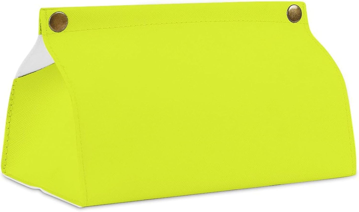Neon Yellow Lemon Color Tissue Box Cover PU Leather Facial Tissue Dispenser Box for Office Car & Bathroom