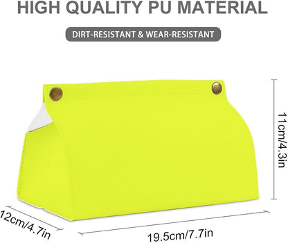 Neon Yellow Lemon Color Tissue Box Cover PU Leather Facial Tissue Dispenser Box for Office Car & Bathroom