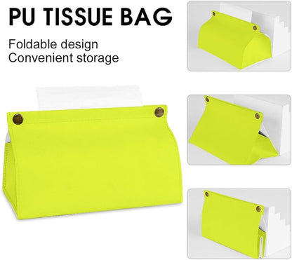 Neon Yellow Lemon Color Tissue Box Cover PU Leather Facial Tissue Dispenser Box for Office Car & Bathroom