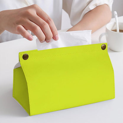 Neon Yellow Lemon Color Tissue Box Cover PU Leather Facial Tissue Dispenser Box for Office Car & Bathroom