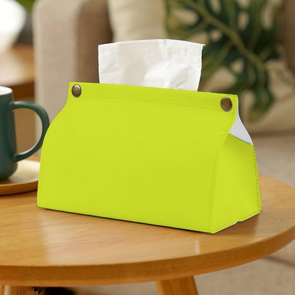 Neon Yellow Lemon Color Tissue Box Cover PU Leather Facial Tissue Dispenser Box for Office Car & Bathroom