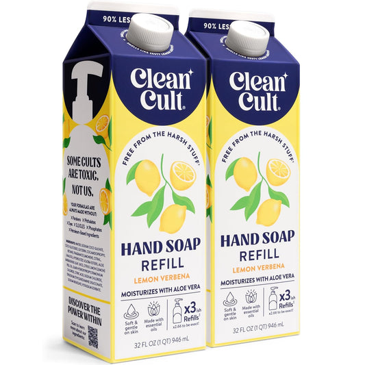 Liquid Hand Soap Refills - Lemon Verbena - Moisturizes Dry & Sensitive Skin - Made with Aloe Vera & Essential Oils - Eco Friendly - Paper-Based Packaging - 32 oz/2 Pack