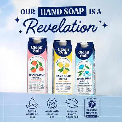 Liquid Hand Soap Refills - Lemon Verbena - Moisturizes Dry & Sensitive Skin - Made with Aloe Vera & Essential Oils - Eco Friendly - Paper-Based Packaging - 32 oz/2 Pack