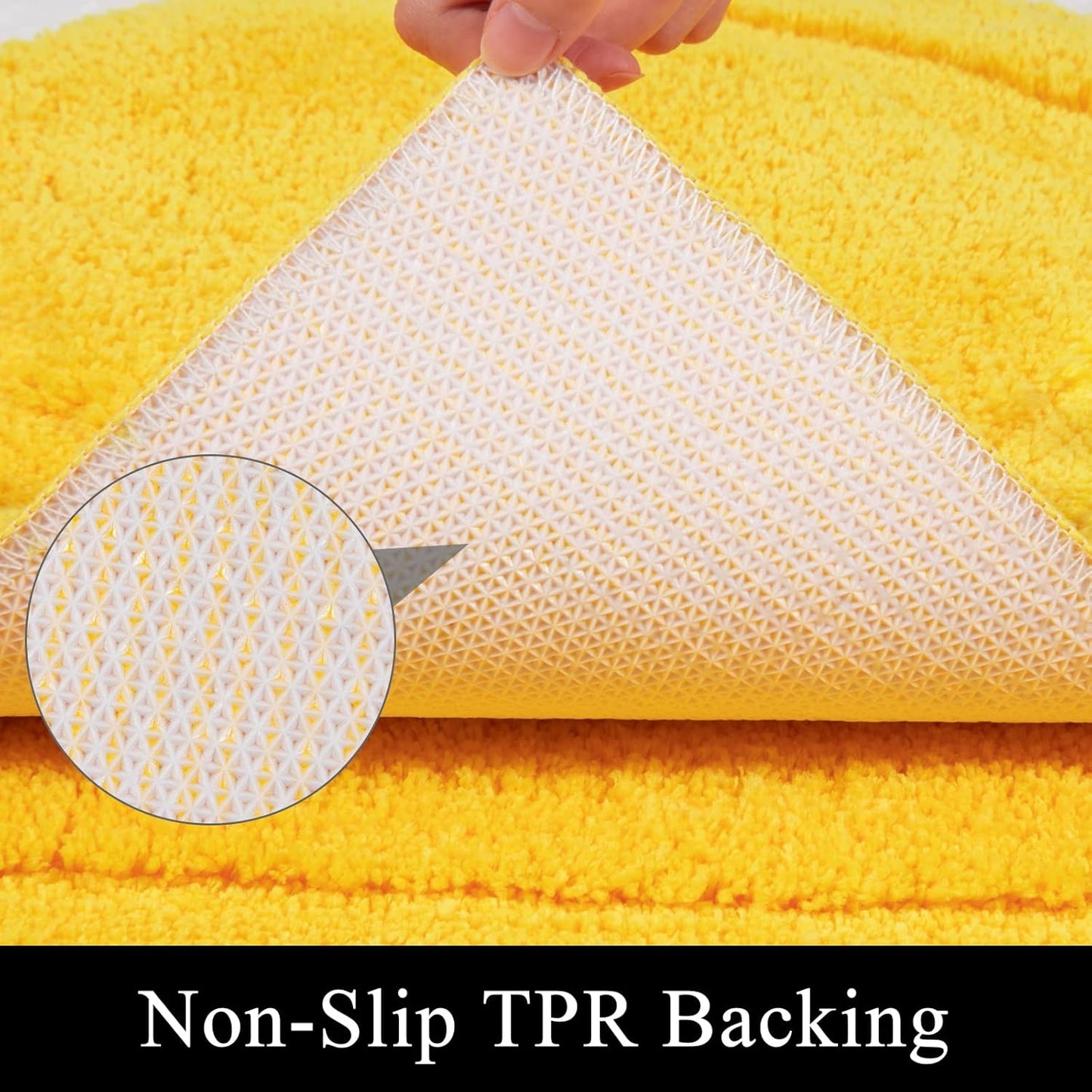 Yellow Bathroom Rugs Sets 3 Piece Bath Mat U Shaped Toilet Rug | 20x32+ 16x24+ 20x24, Soft Fluffy Microfiber Bath Rugs Set, Non Slip Washable Absorbent Bathroom Floor Mats Carpet Shower Rug