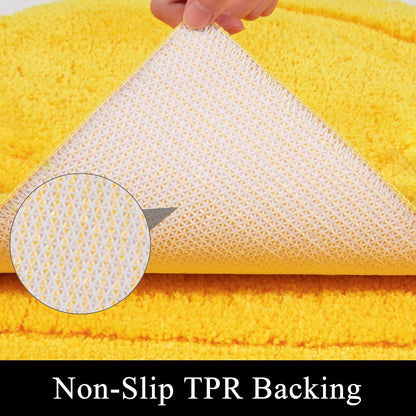 Yellow Bathroom Rugs Sets 3 Piece Bath Mat U Shaped Toilet Rug | 20x32+ 16x24+ 20x24, Soft Fluffy Microfiber Bath Rugs Set, Non Slip Washable Absorbent Bathroom Floor Mats Carpet Shower Rug