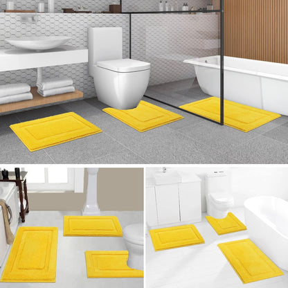 Yellow Bathroom Rugs Sets 3 Piece Bath Mat U Shaped Toilet Rug | 20x32+ 16x24+ 20x24, Soft Fluffy Microfiber Bath Rugs Set, Non Slip Washable Absorbent Bathroom Floor Mats Carpet Shower Rug