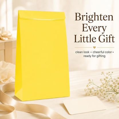 30-Pack 9'' Yellow Gift Bags Party Favor Paper Yellow Lunch Bags | Yellow Gift Bag Paper Treat Bags,Goodie Bags,Candy Bags for Birthday Party, Babyshower,School Activities