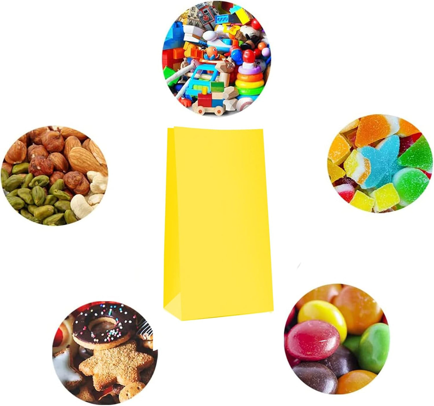 30-Pack 9'' Yellow Gift Bags Party Favor Paper Yellow Lunch Bags | Yellow Gift Bag Paper Treat Bags,Goodie Bags,Candy Bags for Birthday Party, Babyshower,School Activities