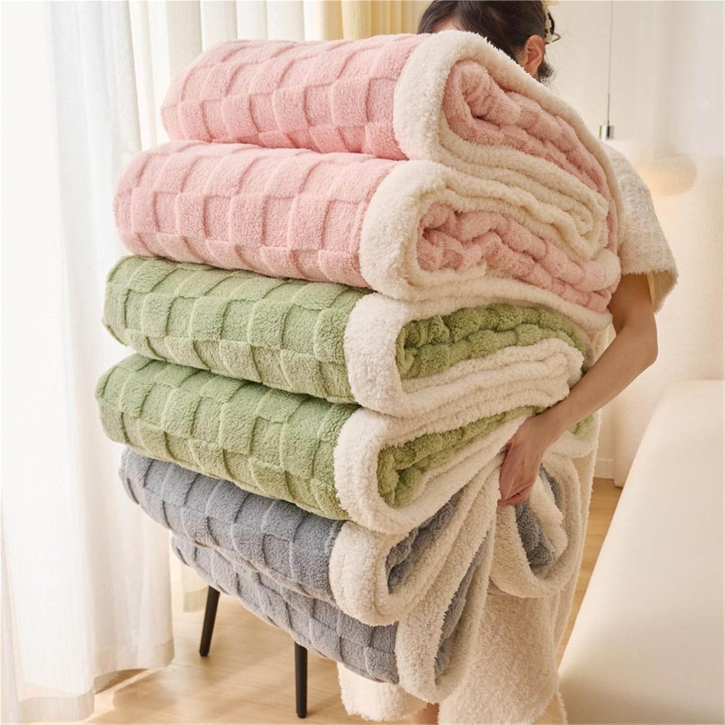 The Bunny Blanket for Adults, Luxury Lightweight Cozy Soft Throw for Couch Bed or Chair, Ultra Soft Fluffy Blanket Double Side Faux Rabbit Fur Throw Gifts(Yellow,100x150cm(39x59inch))