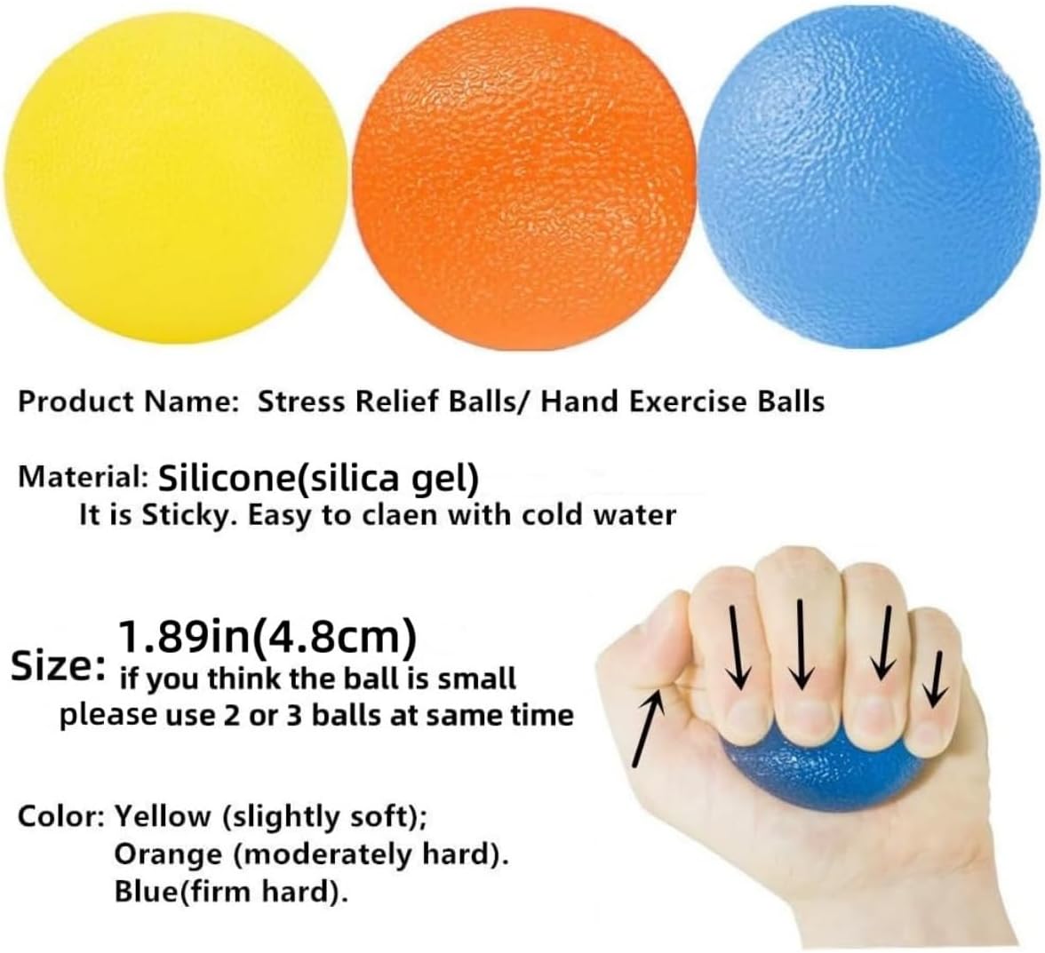 Hand Exercise Balls, Stress Balls, Squeeze Ball for Hand Therapy | 3 Resistance Levels, Physical Therapy Squishy Ball for Adults, Hand Grip Strength Trainer, Wrist Forearm Finger Exerciser