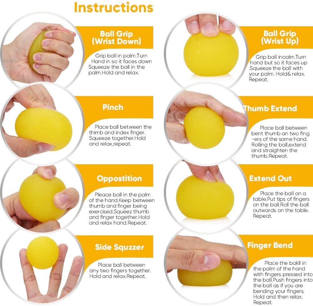 Hand Exercise Balls, Stress Balls, Squeeze Ball for Hand Therapy | 3 Resistance Levels, Physical Therapy Squishy Ball for Adults, Hand Grip Strength Trainer, Wrist Forearm Finger Exerciser