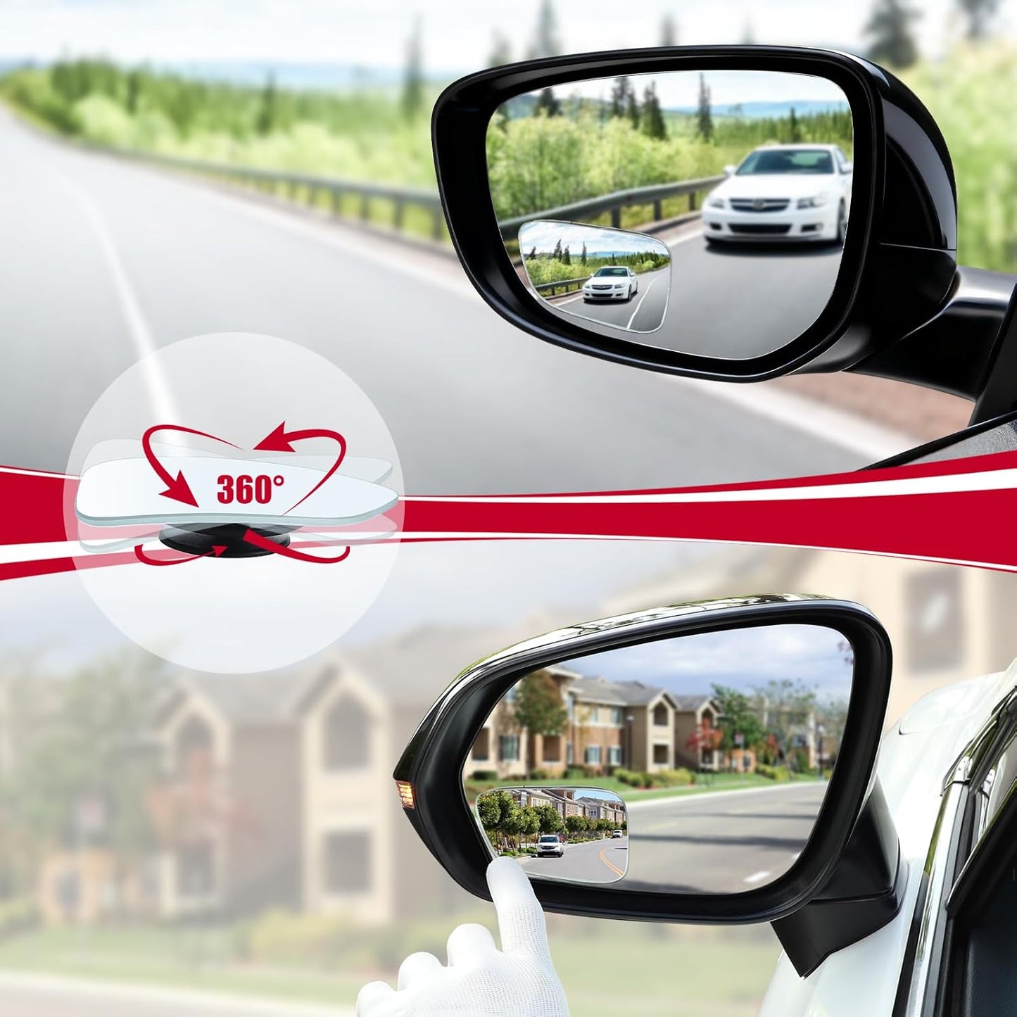 Blind Spot Car Mirror, HD Glass Frameless Convex Side Mirror Blindspot, Wide Angle Rear View Mirrors for SUVs, Trucks and RVs - Car Accessories