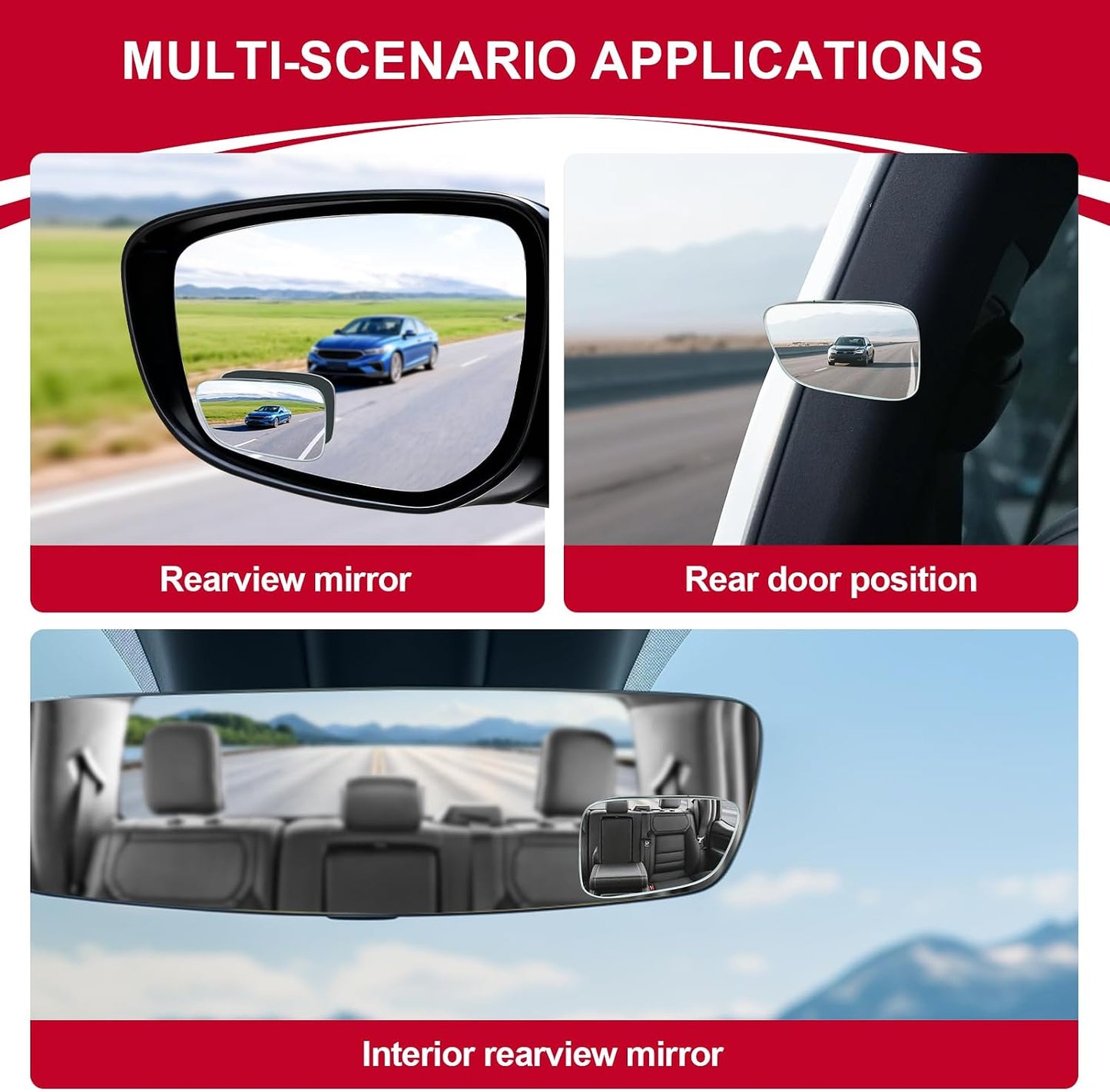 Blind Spot Car Mirror, HD Glass Frameless Convex Side Mirror Blindspot, Wide Angle Rear View Mirrors for SUVs, Trucks and RVs - Car Accessories