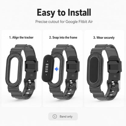 Silicone Band Compatible with Google Fitbit Air, Replacement Sport Strap, Soft Translucent Watch Band with Secure Metal Buckle, Adjustable Lightweight Wristband for Men Women, Band Only