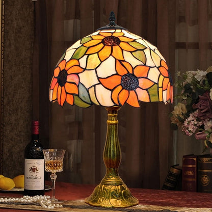 Tiffany Lamp Stained Glass Lamp Sunflower Yellow Bedroom Table Lamp Reading Desk Light for Bedside Living Room Office Dormitory Dining Room Decorate Gift 12x12x18 Include Light Bulb
