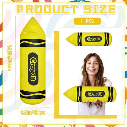 14.2 Inches Crayon Plush Pillow Back to School Gift Large Yellow Pencil Pillow Crayon Cushion with Detachable Cover for Teacher Classroom Home Sofa Decor School Party Favor