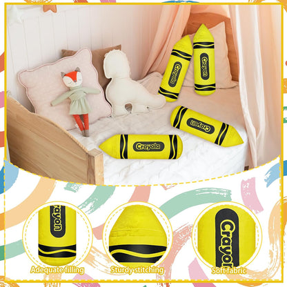 14.2 Inches Crayon Plush Pillow Back to School Gift Large Yellow Pencil Pillow Crayon Cushion with Detachable Cover for Teacher Classroom Home Sofa Decor School Party Favor