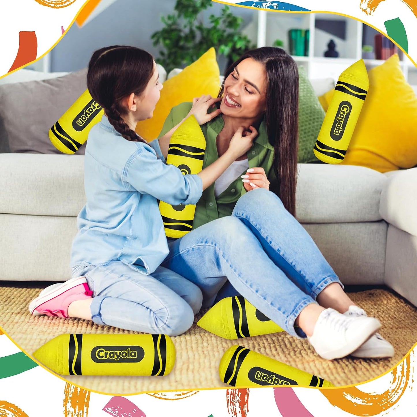 14.2 Inches Crayon Plush Pillow Back to School Gift Large Yellow Pencil Pillow Crayon Cushion with Detachable Cover for Teacher Classroom Home Sofa Decor School Party Favor