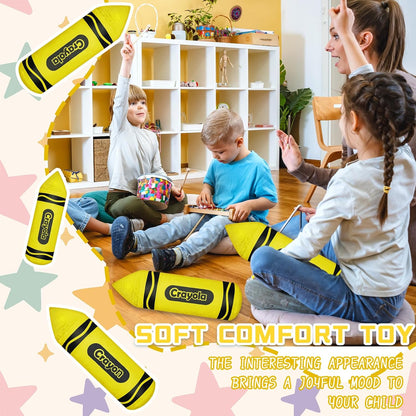14.2 Inches Crayon Plush Pillow Back to School Gift Large Yellow Pencil Pillow Crayon Cushion with Detachable Cover for Teacher Classroom Home Sofa Decor School Party Favor