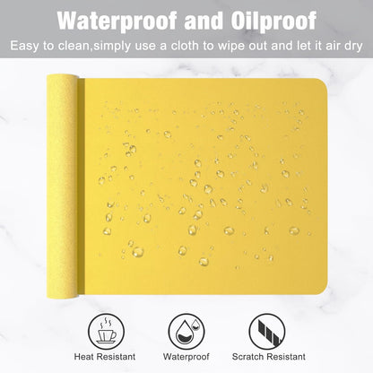 Desk Pad, 23.6" x 13.8" PU Leather Desk Mat, M Extended Mouse Pad, Waterproof Desktop Blotter Protector, Non-Slip Ultra Thin Small Laptop Keyboard Writing Mat for Office Home, Yellow