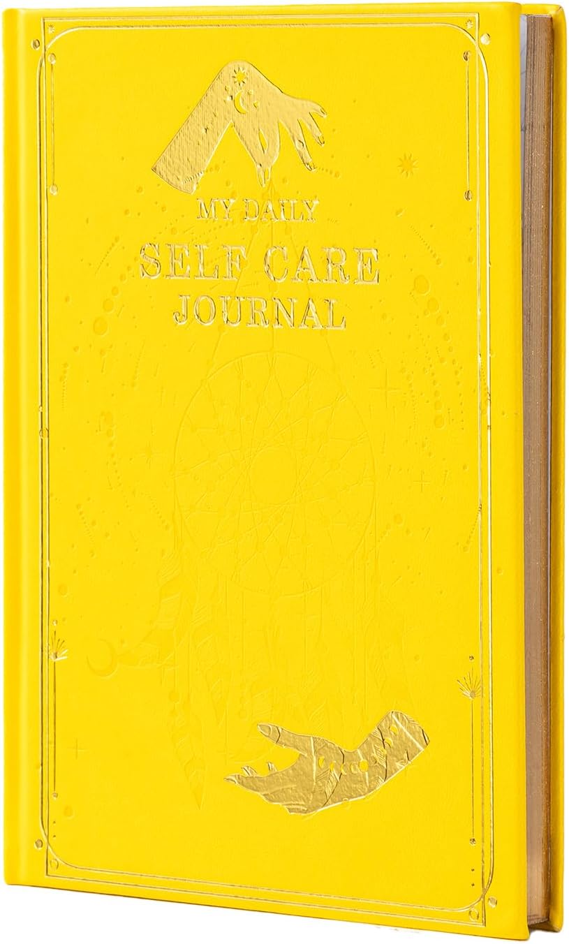 Self-Care Journal for More Happiness, Optimism, Affirmation & Reflection, Gratitude Journal with Guided Prompts, Inspirational Quotes, Mood Tracker, Undated Daily Journals for Women & Men (Yellow)