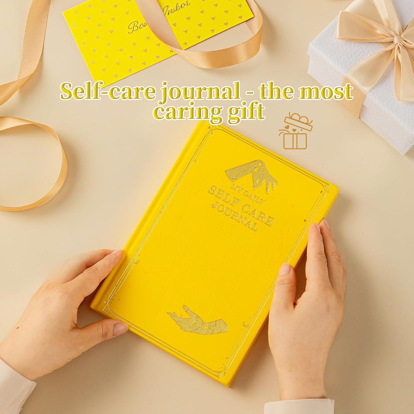 Self-Care Journal for More Happiness, Optimism, Affirmation & Reflection, Gratitude Journal with Guided Prompts, Inspirational Quotes, Mood Tracker, Undated Daily Journals for Women & Men (Yellow)