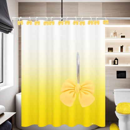 12 Pieces of Pink Bow Shower Curtain Hooks, Bathroom, Baby Room, Girls' Room, Resin Shower Curtain Ring Bathroom Accessories (Yellow)