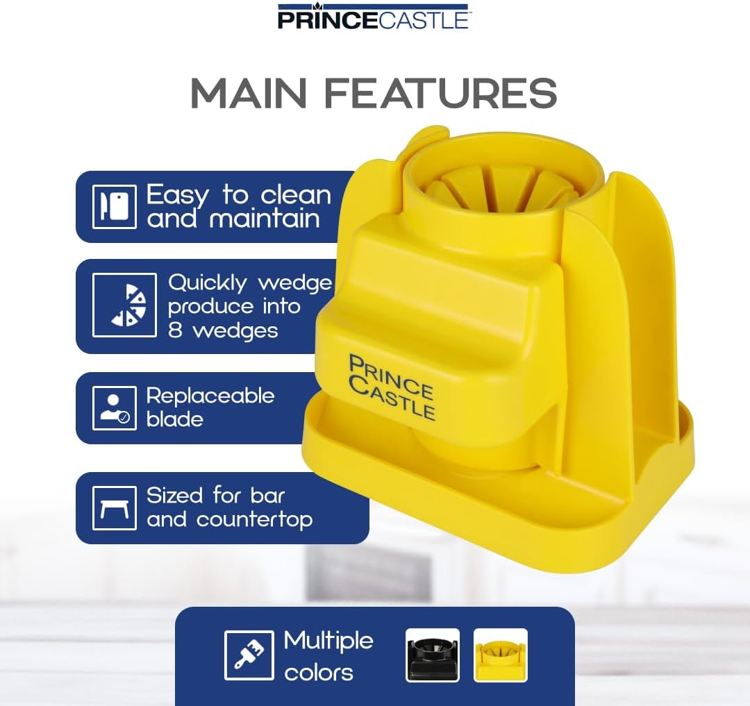 Lime Lemon Cutter - Fruit Slicer Kitchen Gadget, Lime Cutter, Vegetable Chopper with Container 8-Wedge Slicer, Yellow