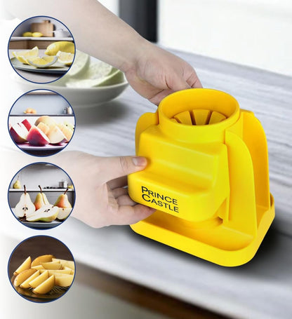 Lime Lemon Cutter - Fruit Slicer Kitchen Gadget, Lime Cutter, Vegetable Chopper with Container 8-Wedge Slicer, Yellow