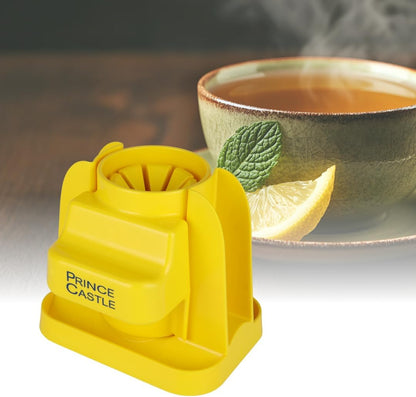 Lime Lemon Cutter - Fruit Slicer Kitchen Gadget, Lime Cutter, Vegetable Chopper with Container 8-Wedge Slicer, Yellow