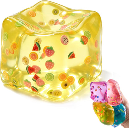 Ice Cube Squishy Toy, Slow Rising Stress Cube Fidget Toys | Smooth Surface, Low odor Fruit Stress Balls for Teens Adults,Focus & Calm for School Office, Squeeze Gifts Party Favors