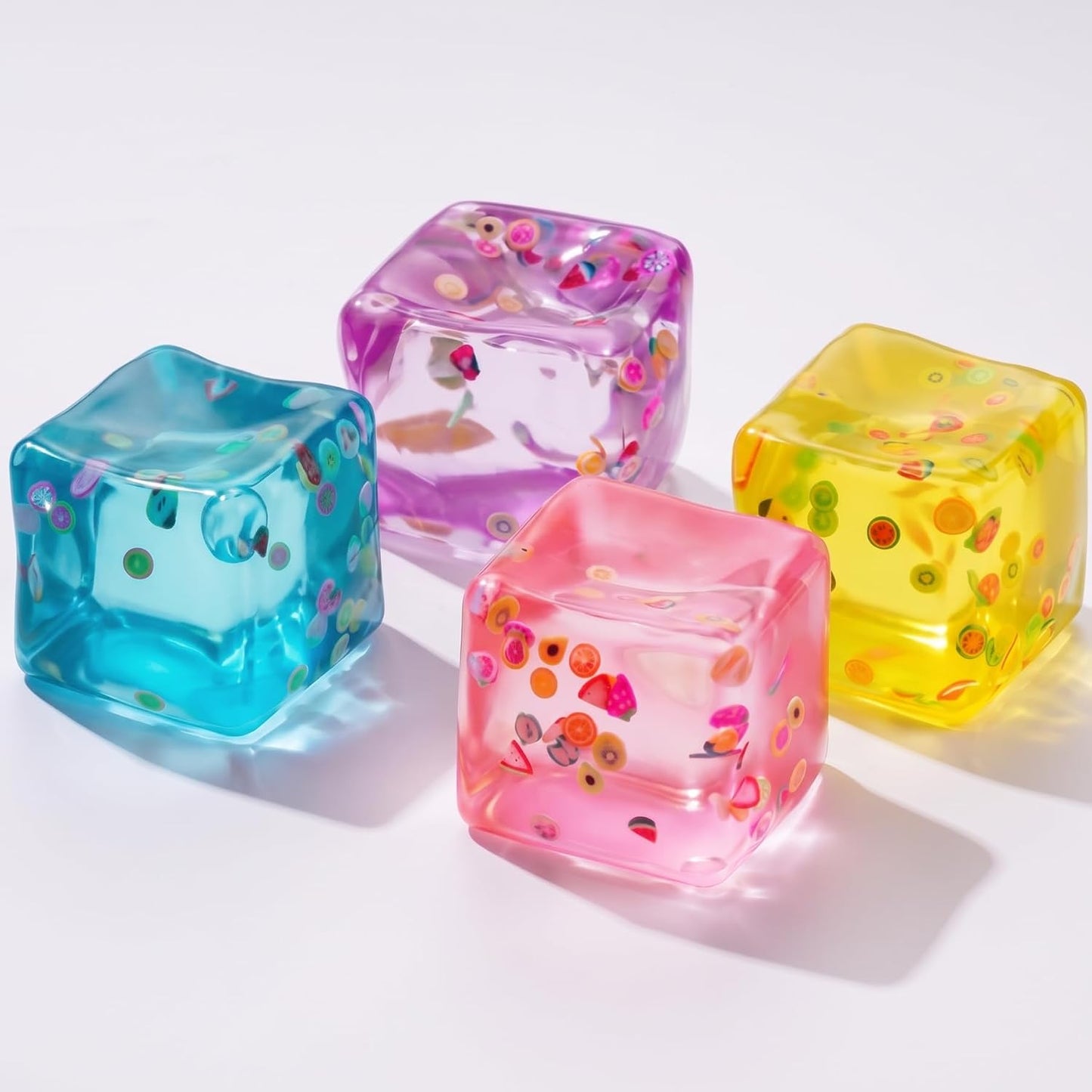 Ice Cube Squishy Toy, Slow Rising Stress Cube Fidget Toys | Smooth Surface, Low odor Fruit Stress Balls for Teens Adults,Focus & Calm for School Office, Squeeze Gifts Party Favors