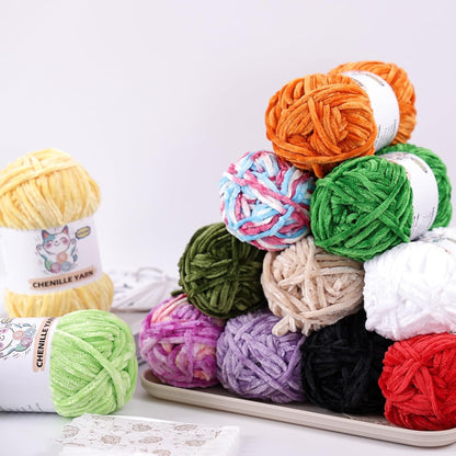 3 Pack Velvet Chenille Yarn for Crocheting and Knitting Beginners,Yellow Velvet Plush Fuzzy Fluffy Chenille Yarn for Crochet Blankets/DIY Crafts(Yellow)
