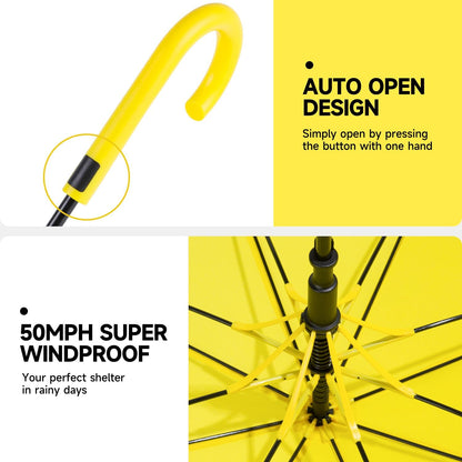 UV Stick Umbrella Auto Open UPF 50+ with J Hook Handle 51IN | Automatic Open Wind-Resistant Umbrella for Adults Fits 2 People, J Hook Handle, Fast-Drying