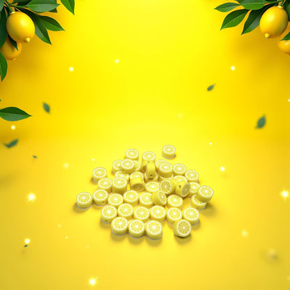 200Pcs Yellow Lemon Polymer Clay Beads Fruit Charm Beads Flat Spacer Bead Jewelry Making Supplies for Necklace Earring Bracelet Making Lemon (10mm)