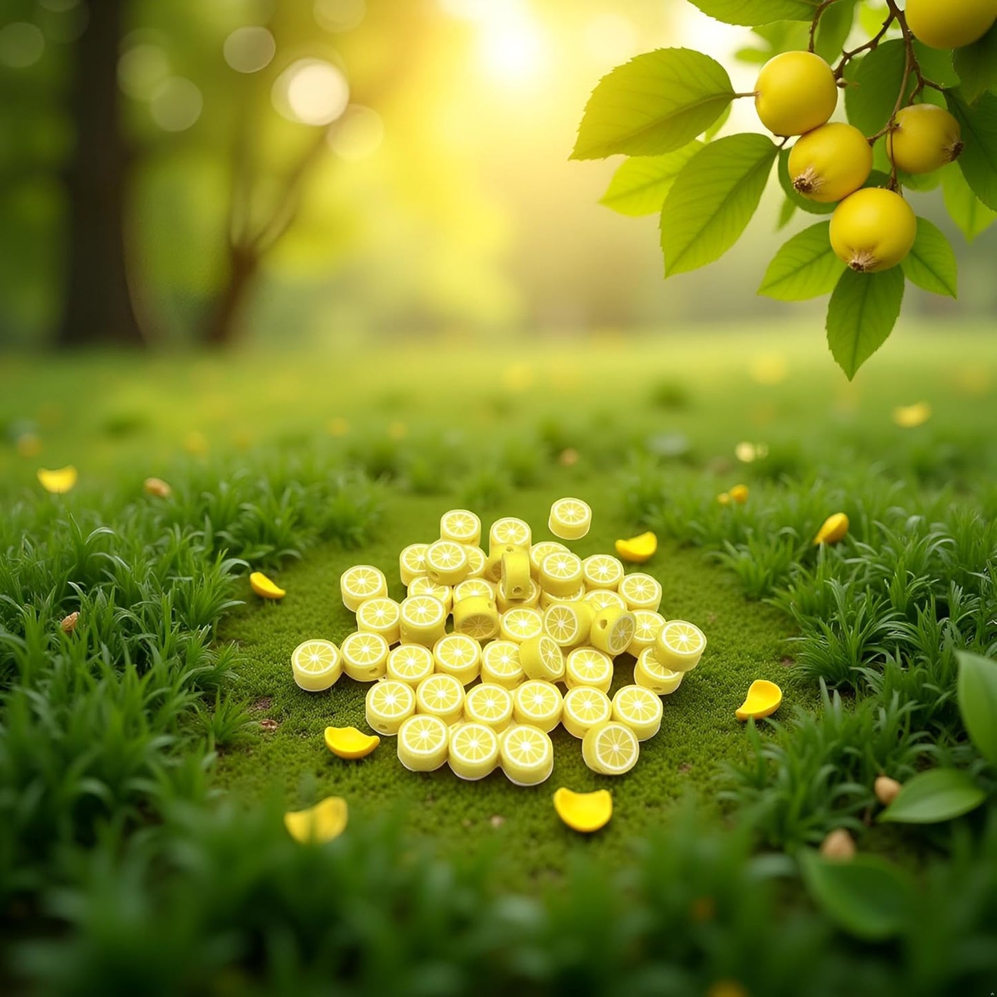 200Pcs Yellow Lemon Polymer Clay Beads Fruit Charm Beads Flat Spacer Bead Jewelry Making Supplies for Necklace Earring Bracelet Making Lemon (10mm)